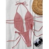 image:imageRoseSeek Womens 2 Piece Boho Polka Dots Beaded Bikini Sets Halter Swimsuits Textured Tie Side Bathing SuitDusty Pink