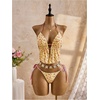 image:imageRoseSeek Womens 2 Piece Boho Polka Dots Beaded Bikini Sets Halter Swimsuits Textured Tie Side Bathing SuitFloral Yellow