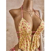 image:imageRoseSeek Womens 2 Piece Boho Polka Dots Beaded Bikini Sets Halter Swimsuits Textured Tie Side Bathing SuitFloral Yellow