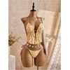 image:imageRoseSeek Womens 2 Piece Boho Polka Dots Beaded Bikini Sets Halter Swimsuits Textured Tie Side Bathing SuitFloral Yellow