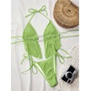 image:imageRoseSeek Womens 2 Piece Boho Polka Dots Beaded Bikini Sets Halter Swimsuits Textured Tie Side Bathing SuitGreen