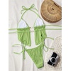 image:imageRoseSeek Womens 2 Piece Boho Polka Dots Beaded Bikini Sets Halter Swimsuits Textured Tie Side Bathing SuitGreen