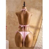 image:imageRoseSeek Womens 2 Piece Boho Polka Dots Beaded Bikini Sets Halter Swimsuits Textured Tie Side Bathing SuitLight Pink
