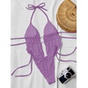 image:imageRoseSeek Womens 2 Piece Boho Polka Dots Beaded Bikini Sets Halter Swimsuits Textured Tie Side Bathing SuitMauve Purple