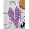 image:imageRoseSeek Womens 2 Piece Boho Polka Dots Beaded Bikini Sets Halter Swimsuits Textured Tie Side Bathing SuitMauve Purple