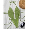 image:imageRoseSeek Womens 2 Piece Boho Polka Dots Beaded Bikini Sets Halter Swimsuits Textured Tie Side Bathing SuitMint Green