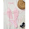 image:imageRoseSeek Womens 2 Piece Boho Polka Dots Beaded Bikini Sets Halter Swimsuits Textured Tie Side Bathing SuitPink