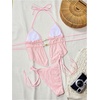 image:imageRoseSeek Womens 2 Piece Boho Polka Dots Beaded Bikini Sets Halter Swimsuits Textured Tie Side Bathing SuitPink