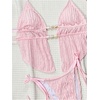 image:imageRoseSeek Womens 2 Piece Boho Polka Dots Beaded Bikini Sets Halter Swimsuits Textured Tie Side Bathing SuitPink