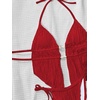 image:imageRoseSeek Womens 2 Piece Boho Polka Dots Beaded Bikini Sets Halter Swimsuits Textured Tie Side Bathing SuitRose Red