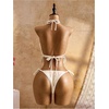 image:imageRoseSeek Womens 2 Piece Boho Polka Dots Beaded Bikini Sets Halter Swimsuits Textured Tie Side Bathing SuitSolid Beige