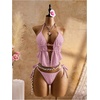 image:imageRoseSeek Womens 2 Piece Boho Polka Dots Beaded Bikini Sets Halter Swimsuits Textured Tie Side Bathing SuitSolid Purple