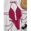 image:imageRoseSeek Womens 2 Piece Boho Polka Dots Beaded Bikini Sets Halter Swimsuits Textured Tie Side Bathing SuitWater Red
