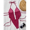 image:imageRoseSeek Womens 2 Piece Boho Polka Dots Beaded Bikini Sets Halter Swimsuits Textured Tie Side Bathing SuitWater Red