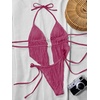 image:imageRoseSeek Womens 2 Piece Boho Polka Dots Beaded Bikini Sets Halter Swimsuits Textured Tie Side Bathing SuitWatermelon Pink