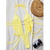 image:imageRoseSeek Womens 2 Piece Boho Polka Dots Beaded Bikini Sets Halter Swimsuits Textured Tie Side Bathing SuitYellow