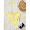 image:imageRoseSeek Womens 2 Piece Boho Polka Dots Beaded Bikini Sets Halter Swimsuits Textured Tie Side Bathing SuitYellow