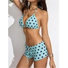 image:imageRoseSeek Womens 2 Piece Boyshort Gingham Bikini Sets Swim Shorts Halter Y2K Striped Bathing Suit SwimsuitMint Blue