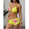 image:imageRoseSeek Womens 2 Piece Boyshort Gingham Bikini Sets Swim Shorts Halter Y2K Striped Bathing Suit SwimsuitMulticolor Yellow