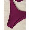 image:imageRoseSeek Womens 2 Piece Cheeky Bikini Sets Metal Decor Underwire Bra High Cut Thong Swimsuit SwimwearBurgundy