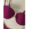image:imageRoseSeek Womens 2 Piece Cheeky Bikini Sets Metal Decor Underwire Bra High Cut Thong Swimsuit SwimwearBurgundy
