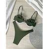 image:imageRoseSeek Womens 2 Piece Cheeky Bikini Sets Metal Decor Underwire Bra High Cut Thong Swimsuit SwimwearDark Green