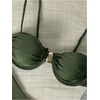 image:imageRoseSeek Womens 2 Piece Cheeky Bikini Sets Metal Decor Underwire Bra High Cut Thong Swimsuit SwimwearDark Green