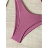 image:imageRoseSeek Womens 2 Piece Cheeky Bikini Sets Metal Decor Underwire Bra High Cut Thong Swimsuit SwimwearDusty Pink