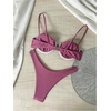 image:imageRoseSeek Womens 2 Piece Cheeky Bikini Sets Metal Decor Underwire Bra High Cut Thong Swimsuit SwimwearDusty Pink