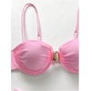 image:imageRoseSeek Womens 2 Piece Cheeky Bikini Sets Metal Decor Underwire Bra High Cut Thong Swimsuit SwimwearPink