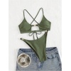 image:imageRoseSeek Womens 2 Piece Elegant Bikini Sets Lace Up Cut Out Bras and Thongs Beachwear SetArmy Green