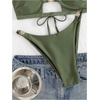 image:imageRoseSeek Womens 2 Piece Elegant Bikini Sets Lace Up Cut Out Bras and Thongs Beachwear SetArmy Green