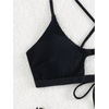 image:imageRoseSeek Womens 2 Piece Elegant Bikini Sets Lace Up Cut Out Bras and Thongs Beachwear SetBlack