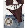 image:imageRoseSeek Womens 2 Piece Elegant Bikini Sets Lace Up Cut Out Bras and Thongs Beachwear SetCoffee Brown