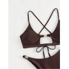 image:imageRoseSeek Womens 2 Piece Elegant Bikini Sets Lace Up Cut Out Bras and Thongs Beachwear SetCoffee Brown