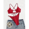 image:imageRoseSeek Womens 2 Piece Elegant Bikini Sets Lace Up Cut Out Bras and Thongs Beachwear SetDark Red