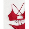 image:imageRoseSeek Womens 2 Piece Elegant Bikini Sets Lace Up Cut Out Bras and Thongs Beachwear SetDark Red