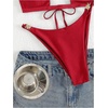 image:imageRoseSeek Womens 2 Piece Elegant Bikini Sets Lace Up Cut Out Bras and Thongs Beachwear SetDark Red