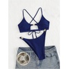image:imageRoseSeek Womens 2 Piece Elegant Bikini Sets Lace Up Cut Out Bras and Thongs Beachwear SetDeep Blue