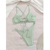 image:imageRoseSeek Womens 2 Piece Elegant Bikini Sets Lace Up Cut Out Bras and Thongs Beachwear SetMint Green