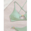 image:imageRoseSeek Womens 2 Piece Elegant Bikini Sets Lace Up Cut Out Bras and Thongs Beachwear SetMint Green