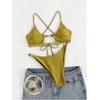 image:imageRoseSeek Womens 2 Piece Elegant Bikini Sets Lace Up Cut Out Bras and Thongs Beachwear SetMustard Yellow