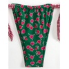 image:imageRoseSeek Womens 2 Piece Floral Plaid Swimsuit Halter Triangle Bathing Suit Bowknot Tie Side Bikini SetsGreen