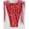 image:imageRoseSeek Womens 2 Piece Floral Plaid Swimsuit Halter Triangle Bathing Suit Bowknot Tie Side Bikini SetsRed