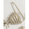 image:imageRoseSeek Womens 2 Piece Gingham Bikini Sets Tie Front Frill Bathing Suit Set Wireless Padded SwimsuitKhaki
