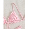 image:imageRoseSeek Womens 2 Piece Gingham Bikini Sets Tie Front Frill Bathing Suit Set Wireless Padded SwimsuitPink