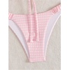 image:imageRoseSeek Womens 2 Piece Gingham Bikini Sets Tie Front Frill Bathing Suit Set Wireless Padded SwimsuitPink