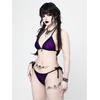 image:imageRoseSeek Womens 2 Piece Goth Swimsuits Spiderweb Graphic Halter Triangle String Bikini Set Tie Side Bathing SuitsPurple