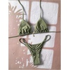 image:imageRoseSeek Womens 2 Piece High Cut Swimsuit Halter Triangle Ruched Bikini Sets Vacation Bathing SuitArmy Green
