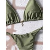 image:imageRoseSeek Womens 2 Piece High Cut Swimsuit Halter Triangle Ruched Bikini Sets Vacation Bathing SuitArmy Green